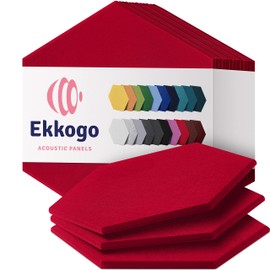 Ekkogo Ekkogo Acoustic Panels 12-Pack Soundproof Wall Panels 12"X10.4"X0.4" Sound Panels High Density Sound Dampening Panels - [Candy Red Hexagon]