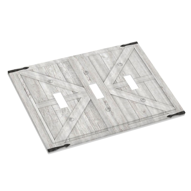 Spshian Decorative Switch Plate Covers Rustic Wooden White Barn Doors