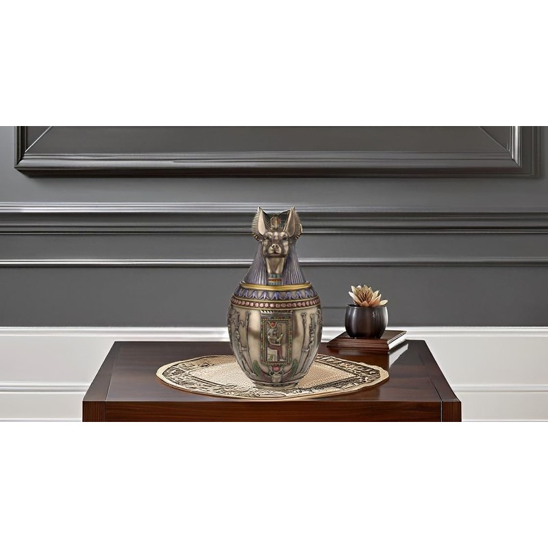 Rare Egyptian Anubis Dog Memorial Urn Canopic Jar