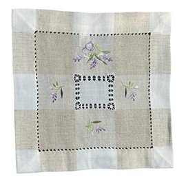 Table Runner Tablecloth Table Runner Embroidered Lavender White Beige (30 x 30 cm)