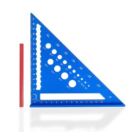 Lollanda Speed Square As Protractor Square Checker, Metric Triangle Ruler Protractor, Aluminum Carpenter Triangle Rulers with 14 Types of Drill Holes (Blue)