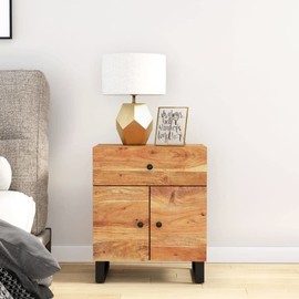 FAMIROSA Bedside Cabinet 19.7"x13"x23.6" Solid Wood Acacia&Engineered Wood,16.25 KG,350669