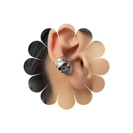 Inilbran Boho Skull Ear Cuff Earrings Vintage Skeleton Skull Wrap Hoop Earrings Silver Skeleton Bone Cartilage Cuff Earrings Punk Skull No Piercing Clip Earrings Jewellery for Women, Zinc, No Gemstone