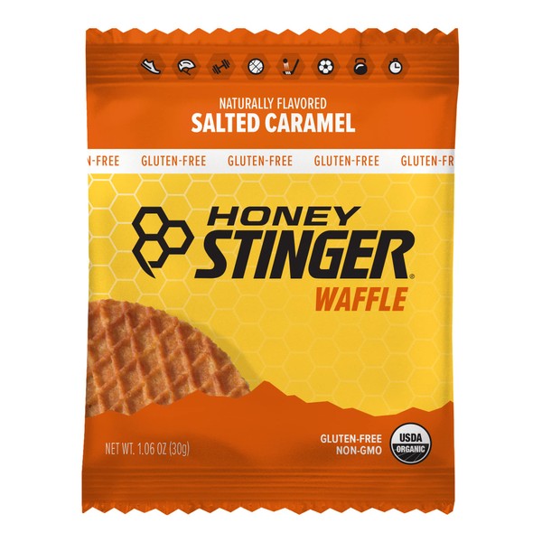 Honey Stinger Organic Gluten Free Salted Caramel Waffle | Energy Stroopwafel for Exercise, Endurance and Performance | Pre and Post Workout | 6 Count (Pack of 1)