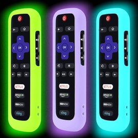Lambcare 3 Pack Remote Case for Roku, Battery Cover TCL Roku Smart TV Steaming Stick Remote, Silicone Protective Controller Universal Sleeve Skin Glow in The Dark Green Purple Blue