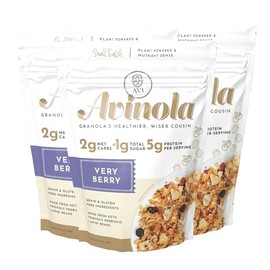 Superfood Granola- Grain-Free, Keto, No Sugar Added - No oats, Functional Nutrient-Rich Snack made from lupini beans with Berry Flavors, Gluten-Free (Pack of 3, Very Berry)