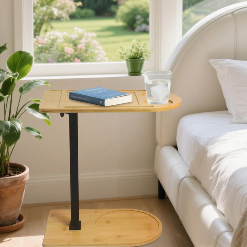 360° Rotatable Sofa Tray Table for Couch Arm, Height Adjustable