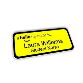 Hello My Name is Yellow Name Badge with Black Border 76 x 32 mm Dementia Friendly Doctor Student Doctor GP Healthcare Assistant Nurse Practitioner Clinical Medical