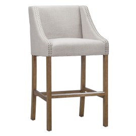 Kosas Home Castaic 24 inch Counter Stool, French Beige Upholstery, Honey Brown Legs (Castaic Counter)