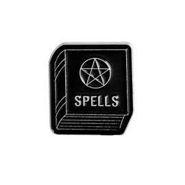 Ro Rox Gothic Wicca Pin Pentagram Cat Enamel Spell Book Alphabet Pick Brooch, Enamel, No Gemstone