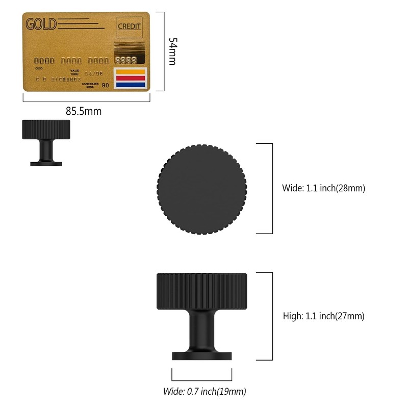 Amerdeco 10 Pack Matte Black Cabinet Knobs Single Hole Cabinet