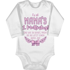Shirtracer - Baby Bodysuit Long Sleeve Girl Boy - Mama's 1st Mother's Day Super Job Purple, 2 White, 12 - 18 months
