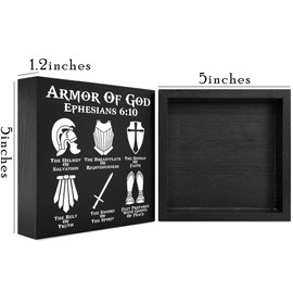 Put on the Full Armor of God Bible Verses Wooden Box Sign Desk Decor, Ephesians 6 10 Christian Desk Sign Decor for Home Office, Prayer Room Decor, Christian Gifts -B04