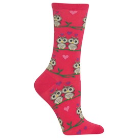 HotSox Womens Owl Love Socks, Hot Pink, 1 Pair, Womens Shoe 4-10