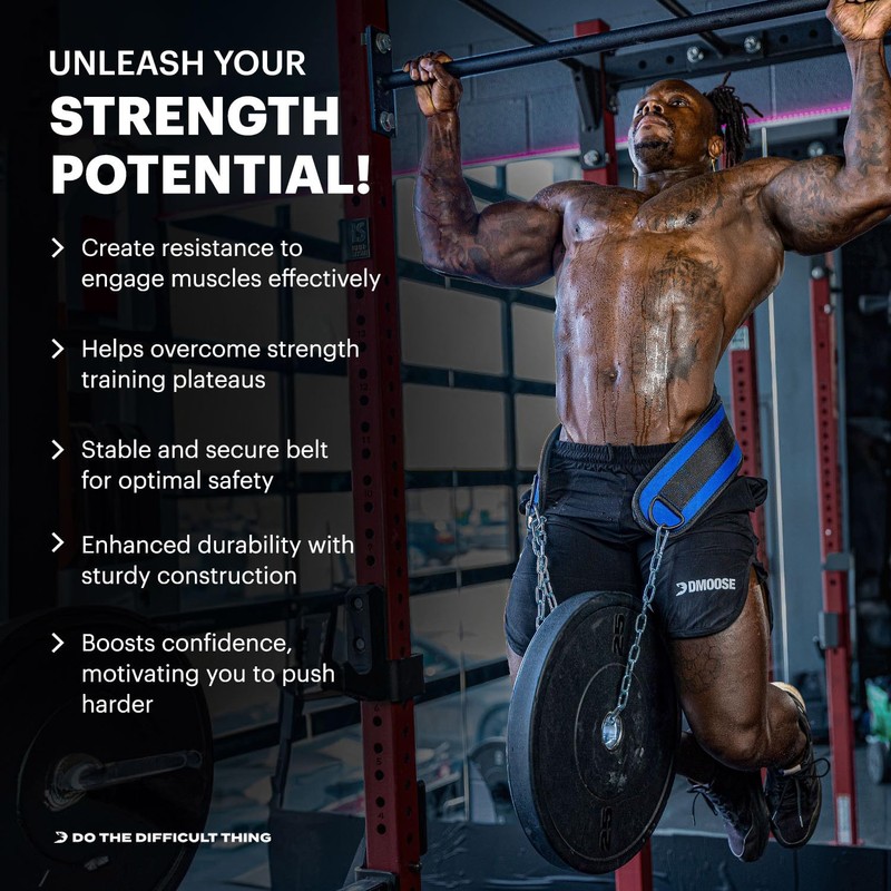 Gray Camo) - Premium Dip Belt with Chain by DMoose Fitness - 35