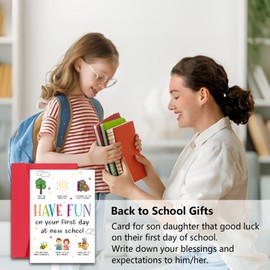 Raddimelo Back to School, First Day of School Card, Back to School Supplies for Daughter Son, 1st Day of School Cards, Cute Welcome Back to School Sign, New School Gifts Tag