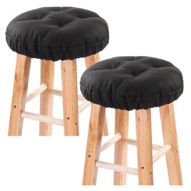 LYLNBYWK Bar Stool Covers Set of 2, Stool Covers Round with Elastic Band Pad, Soft Stool Seat Covers, Nonslip and Washable, 12 Inch, Black