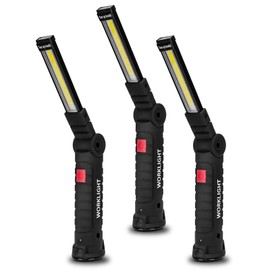 Lmaytech Gifts for Men 3Pack LED Flashlight, Rechargeable Work Lights with Magnetic Base Hook 360°Rotate and 5 Modes Bright LED Flashlight Inspection Light for Car Repair, Grill and Outdoor Use