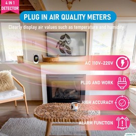 LSENLTY Upgraded Plug in Combination Natural Gas Leak Detector and Carbon Monoxide Detectors, 4-in-1 Plug-in Wall Design CO & Gas Detector with HD Screen&Indicator& 85dB Alarm for Home, Kitchen, RV