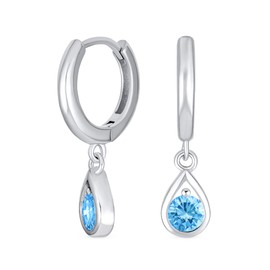 Classic Vintage Style Cocktail Wedding Party Small 1.5 CTW Simulated Gemstone AAA CZ Teardrop Drop Earrings with Latch Hinge Clasp Made of 14K Gold and .925 Sterling Silver, Sterling Silver, Cubic