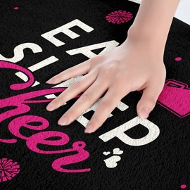Feelyou Girls Cheerleading Bathroom Rugs for Girls Boys Eat Sleep Cheer Btah Rugs for Shower Tub Gymnastics Dancing Lovers Bath Mats for Bathroom Cheer Team Pink Bathroom Accossories 20"x32"