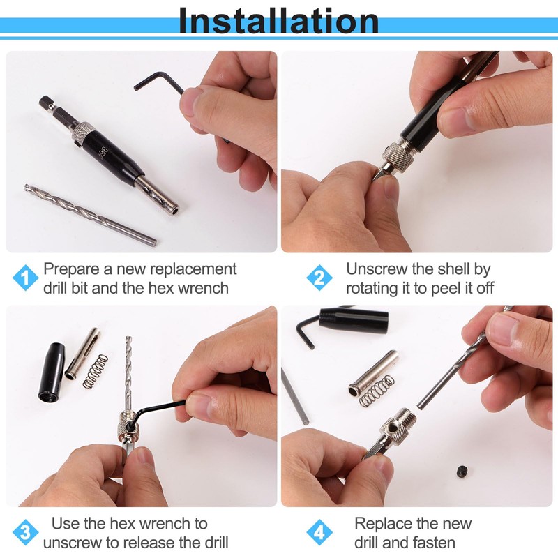 sourcing map 22pcs Self Centering Drill Bit Set 5/64" -