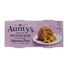 Aunty's Spotted Dick Pudding Pack of 2 Traditional British Steamed Dessert 220g