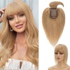 S-noilite Silk Base Clip In Hair Topper with Bangs Human