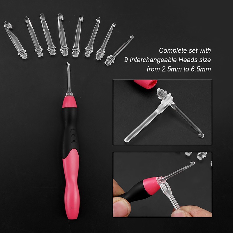 Professional 9 in 1 Led Light Up Crochet Hooks Knitting