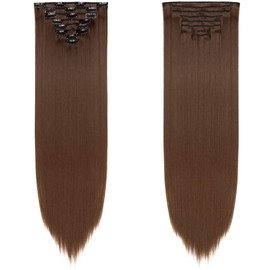 Clip-in hair extensions, 8 wefts like real hair, straight