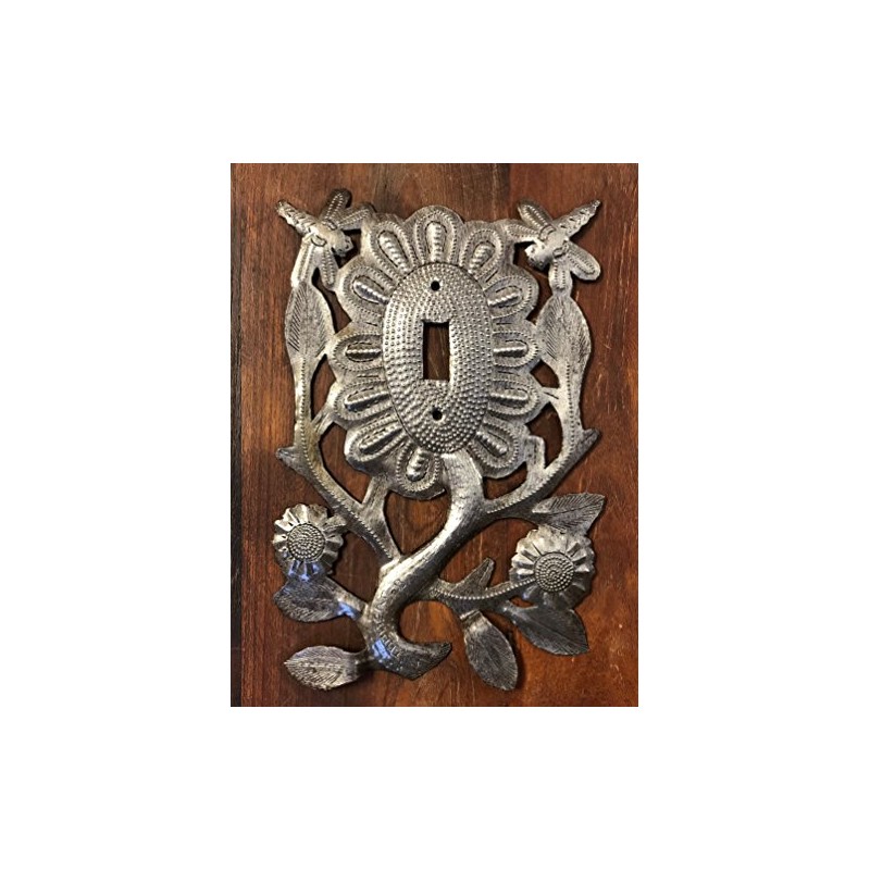 Decorative Flower Switch Plate Cover Recycled Metal Made in Haiti,