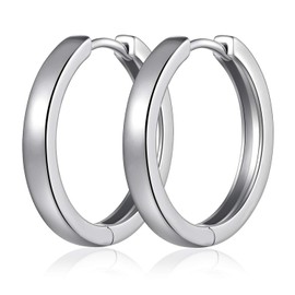 JIAHANZB Silver Hoop Earring for Women Silver Post Small Hoop Earrings Hypoallergenic Small Sleeper Hoops Huggie Hinged Earrings 18mm