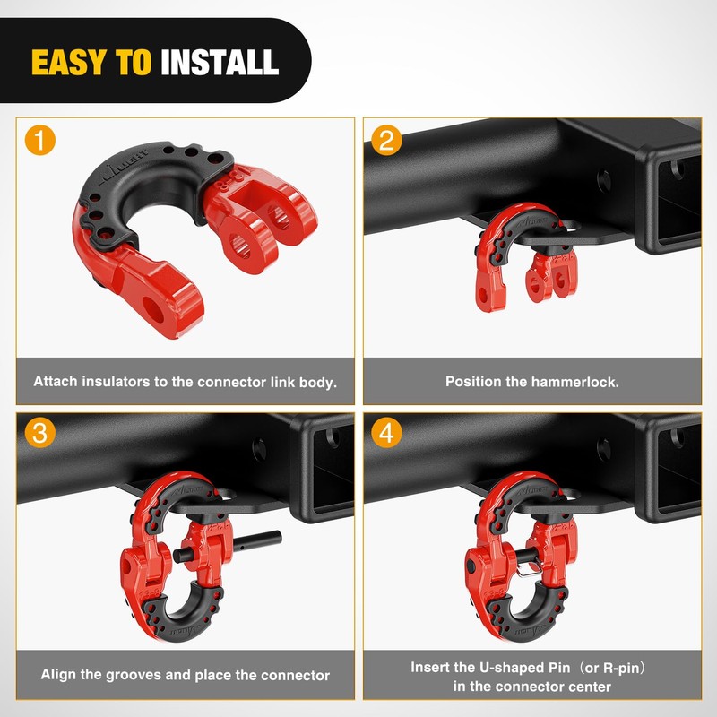 Nilight Safety Chain Connector Link, 1/2In Tow Hitch Hammerlock Coupling