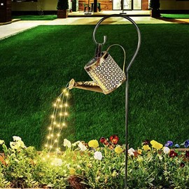 Watering Can with Lights, Solar Lights for Outdoor Garden Art Decor Hanging Solar Lanterns, Metal Waterproof for Walkway Yard Pathway Patio Table
