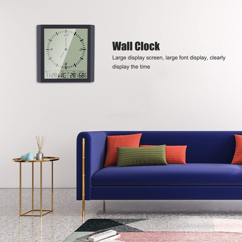 Digital Wall Clock,Multi-Function Alarm Clock with Temperature Humidity Display for