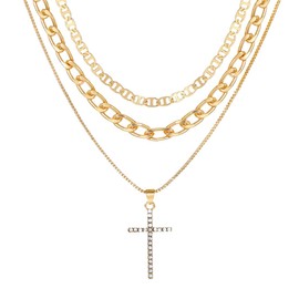 Women Necklace Cross Necklace for Women Adjustable Women Necklace Stacked Cross Necklace Multilayer Diamonds