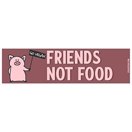 EvolveFISH Friends Not Food Go Vegan Bumper Sticker - [11" x 3"]