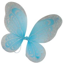 Topkids Accessories Wings Fairy Butterfly Pixie Tinkerbell Fancy Dress Outfit Girls Dressing Up Costume Baby Toddler Kids Childs Small Tiny Mini Toy Angel Fairywings (Blue Glitter)