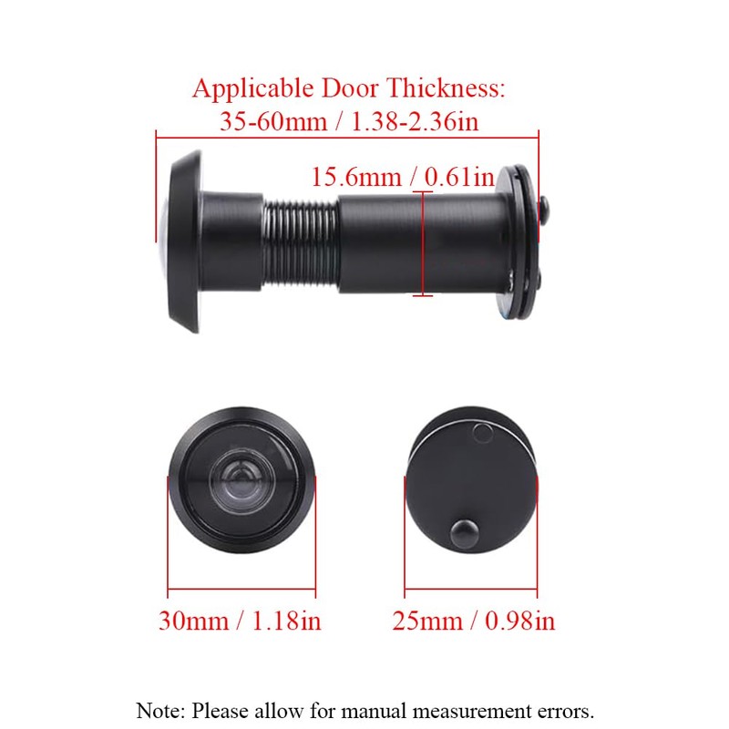 Security Peephole Door Viewer with with 16mm (5/8") Drill Bit,
