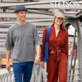 Stetson Ruviano Pork Pie Straw Hat - Mottled Hat - Trendy Summer Look - UV Protection 40+ for Men and Women - Spring/Summer, darkblue