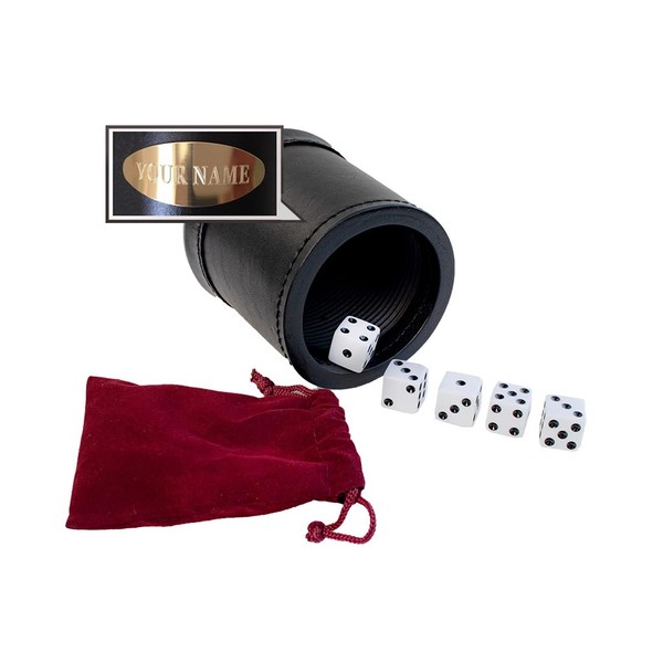Alex Cramer Golden Gate Dice Cup with 5 Dice a Drawstring Pouch and a Book of Dice Games (Includes Liar's Dice)