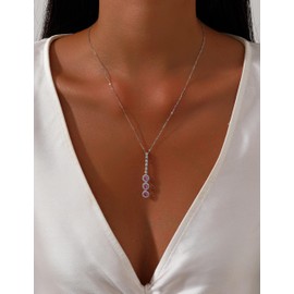 Gryrigns 925 Sterling Silver Lab Created Pink Sapphire Necklace for Women, September Birthstone Necklace 3 Stones Pendant, 18"+2" Adjustable Chain