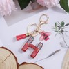 ORUZA Alphabet Initial Letter Keychain, Red Sequin Initial Letter Keyring
