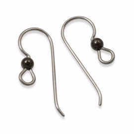 Hackberry Creek 10 Gray Niobium Hypoallergenic Earring Hooks with Black Bead Accent