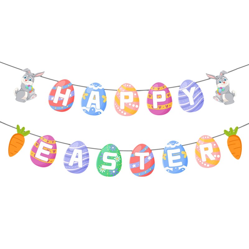 Easter Bunting,Easter Decorations,Rabbit Bunting Easter Egg Bunny Happy Easter Bunting