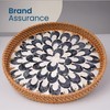 AN68 11.8 inches Round Rattan Serving Tray with Mother of