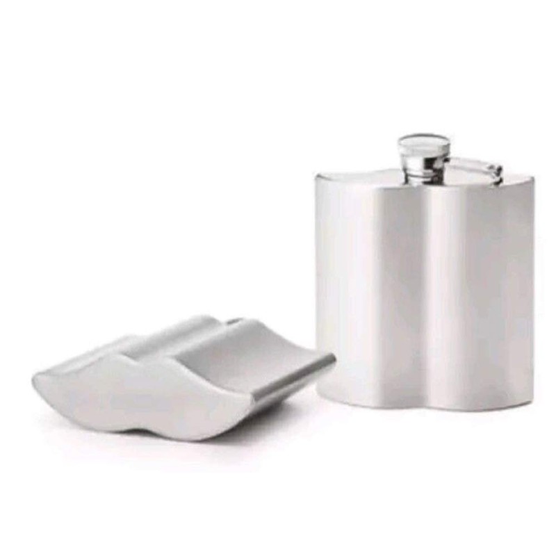 4oz Moustache Stainless Steel Hip Flask in Gift Box by