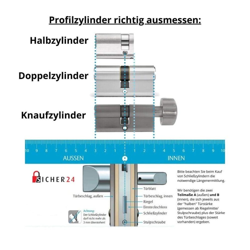FELGNER Double Cylinder Euro Zero Lock Cylinder Profile Cylinder Door