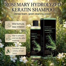 Rosemary Hair Growth Shampoo, Rosemary Hydrolyzed Keratin Shampoo for Thinning Hair – Strengthening & Volumizing Formula – Promotes Thicker Hair for Men & Women – Repairs Damaged – 100ml