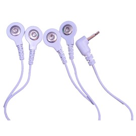 Pair of Tens Electrode Lead Wires 3.5mm with 4 Stud/Snap Connectors